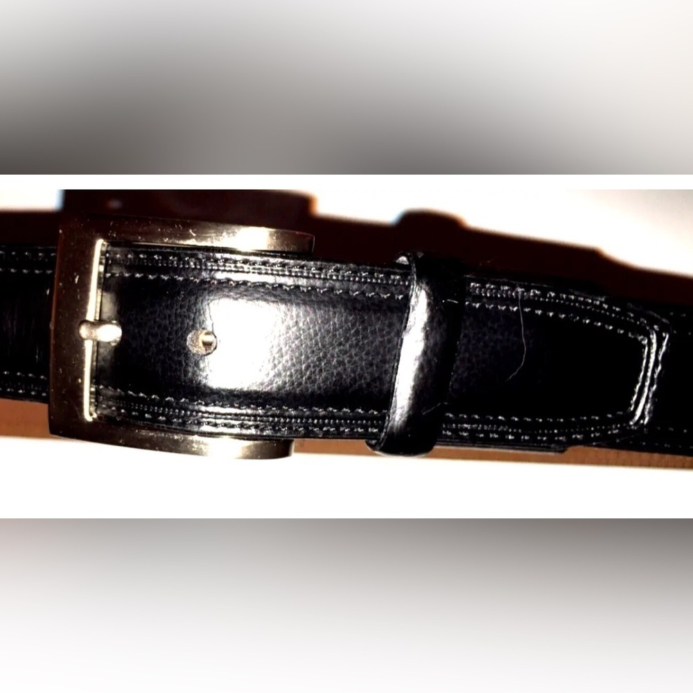 Designer Leather Belt Nickel Buckle, Fine Stitched Leather, 38